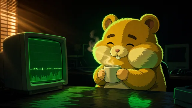 gmerald with his morning coffee