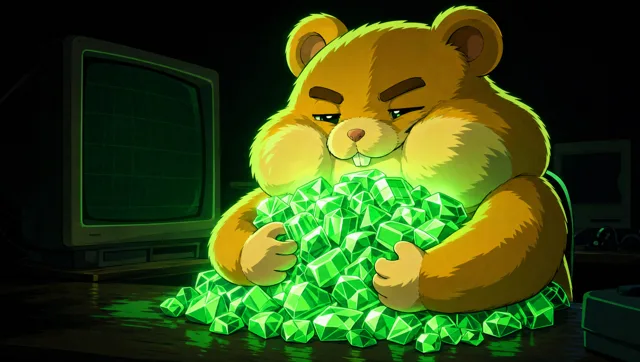 gmerald guarding a glowing pile of gme